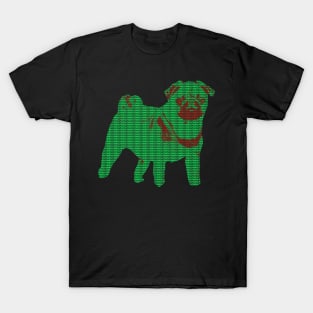 Red-Green Pug Typography T-Shirt